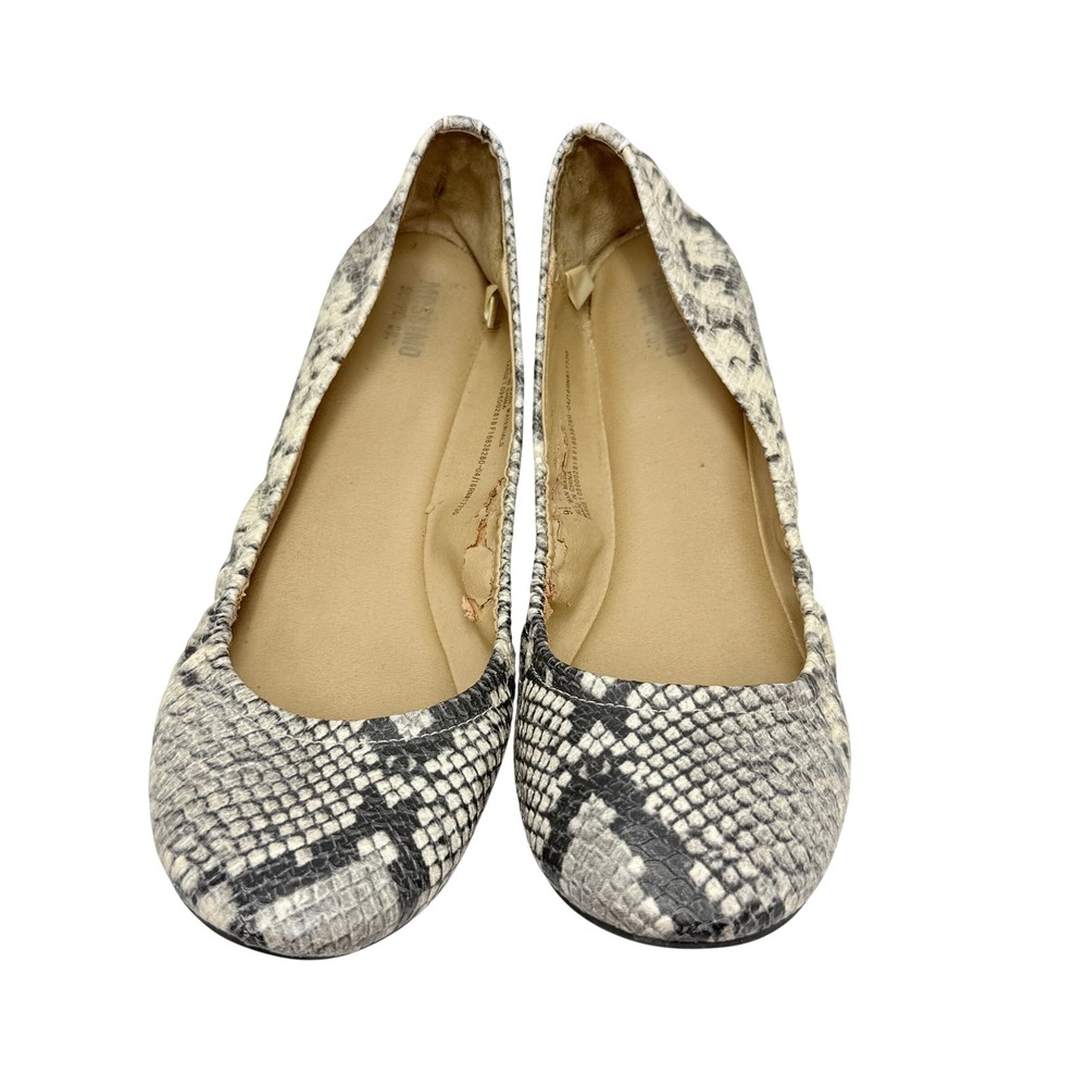 Women's Snake Print Ballet Flats Size 9.5 Gray Beige Slip On Shoes